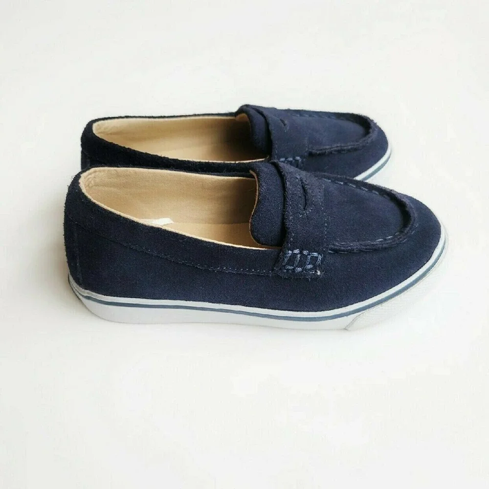 Janie & Jack 9 Leather Suede Driving Loafers Blue